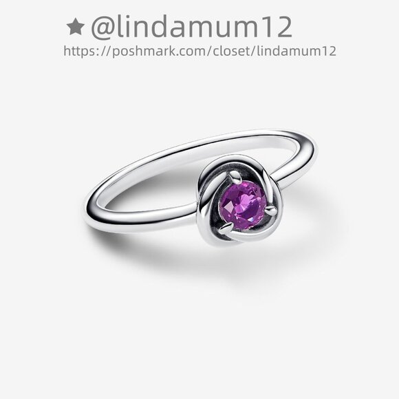Pandora February Purple Eternity Circle Ring - Picture 1 of 4